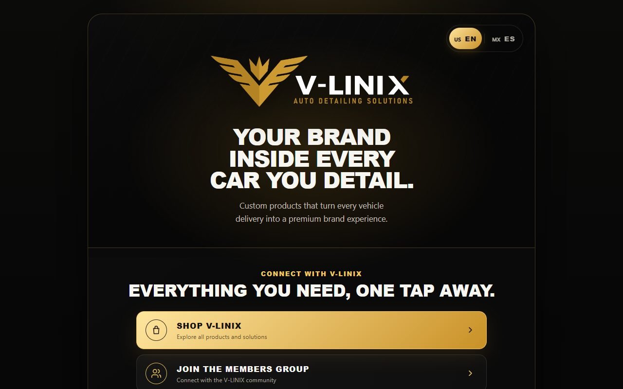 Captura del sitio publicado de Vlinix Pro
